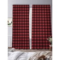 thumbnail image 4 of Sheer Curtains 84 inches Long 2 Panels Set Rustic Red Black Buffalo Check Plaid Pattern Light Filtering Sheer Drapes Rod Pocket Window Curtains for Living Room/Bedroom, Christmas, 4 of 8
