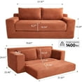 thumbnail image 2 of 70.87" W Cloud Lounge Memory Foam Corduroy Convertible Folding and No Assembly Loveseat Sofa Bed,Orange, 2 of 5