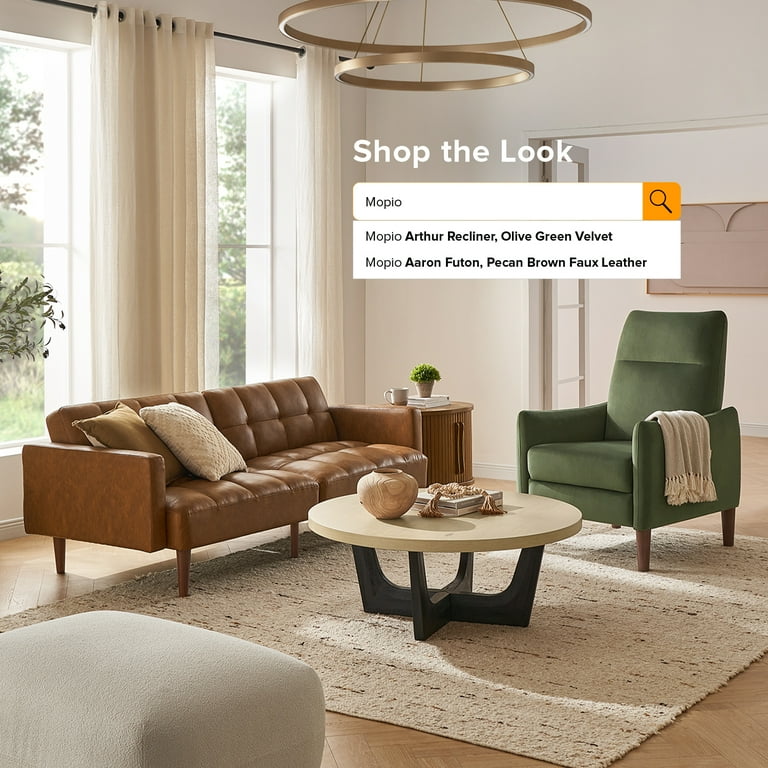 Mopio Arthur Recliner Chair with 3 Positions Premium Velvet Accent Chair Mid Century Modern Reading Chair High Back Padded Support Comfy Sleeper