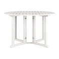 thumbnail image 3 of CorLiving Miramar Solid Hardwood Outdoor Drop Leaf Collapsible Round Dining Table with Slat Top, White, 3 of 9