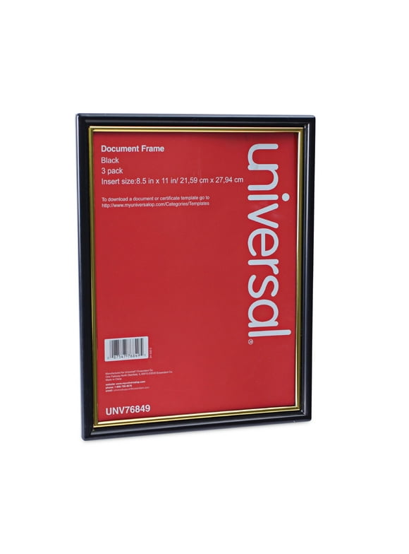 Universal Plastic Easy Mount Frame for 8-1/2" x 11 Insert, 3-Pack, Black, 2-Pack