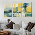 thumbnail image 2 of Canvas Wall Art Teal Yellow Blend Abstract Painting Framed Picture Living Room Kitchen Office Bedroom Home Decor High Quality Prints Modern Wall Decoration 12*16inch*3pcs, 2 of 6