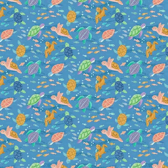 Tossed Sea Turtles Cotton Fabric