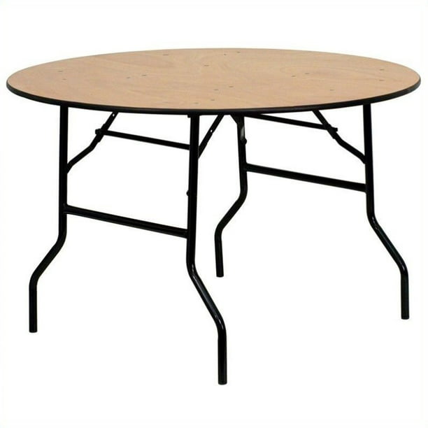 48 Round Wood Folding Banquet Table, Round Eucalyptus Folding Table 48