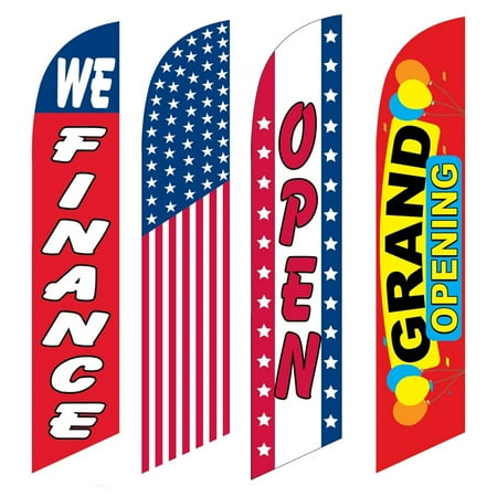 4 Advertising Swooper Flags We Finance America Open Grand Opening