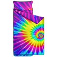 thumbnail image 2 of Pink and Yellow Tie Dye Pattern Teens Toddler Nap Mat with Pillow, Sleeping Mat Bag for Preschool Daycare 59"x22", 2 of 6