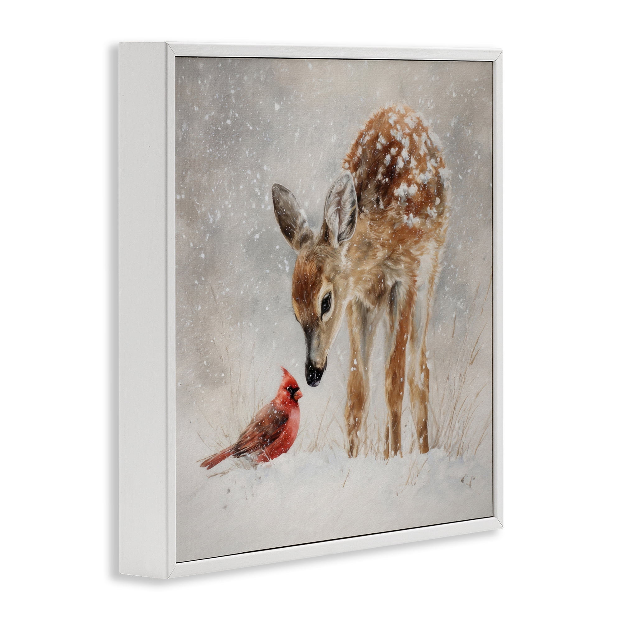 Stupell Industries Little Fawn & The Cardinal White Framed Giclee Art, design by Tina LeCour