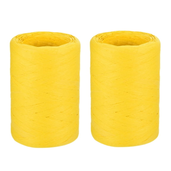 Raffia Paper Ribbon 98 Yard Raffia String Paper Rope Handmade Paper Craft Cord Yellow / 2 Pcs