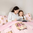 thumbnail image 4 of Erosebridal Kids Cute Capybara Twin Bedding Sets 7-Piece,Boys Girls Cartoon Bow Animal Bedding Comforter Set,Pink Reversible, 4 of 6