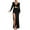 Black, variant on jsaierl Sequin Dress for Women Long Sleeve V-Neck Maxi Dresses Sexy Bodycon Side Split Formal Prom Dress Evening Party Club Date Night Sparkly Dress