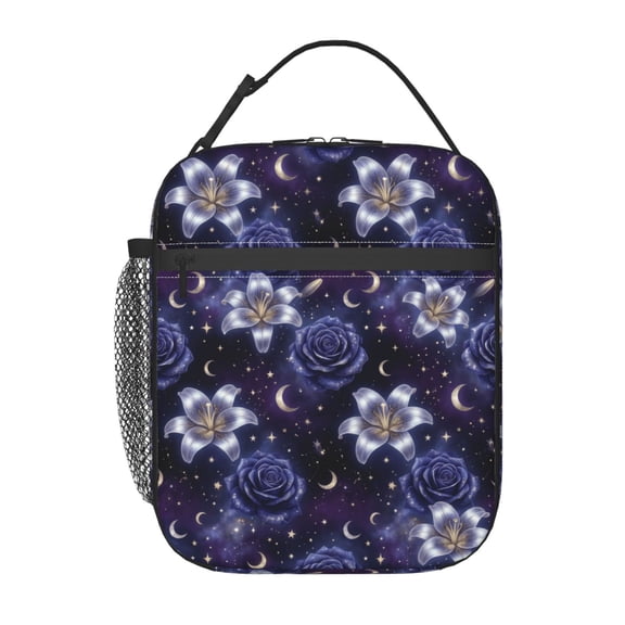 Boho Floral Lunch Bag Colorful Flower Reusable Lunch Box Small Portable Insulated Cooler Tote Bag For Women Men Work Travel Picnic