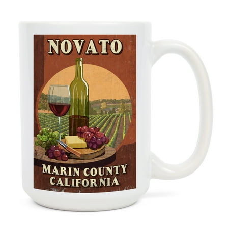 

15 fl oz Ceramic Mug Marin County California Novato Wine Tasting Vintage Sign Dishwasher & Microwave Safe