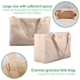 thumbnail image 3 of Xiyztok Canvas Grocery Bags, Heavy Duty Reusable Shopping Tote with 6 Inner Pockets, Machine Washable, 3-Pack for Grocery Store Camping Outdoor, 3 of 6