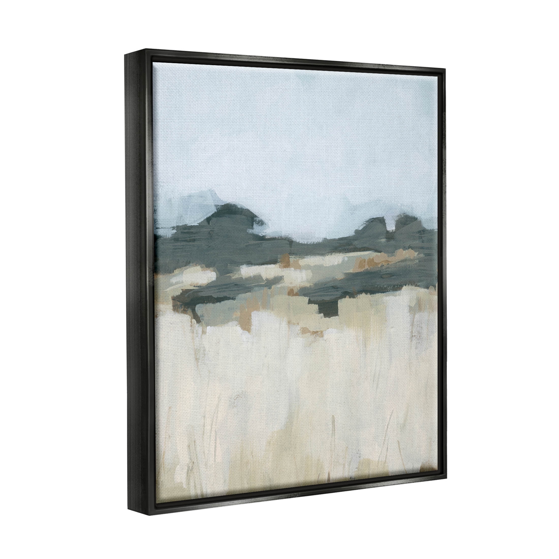 Stupell Industries Countryside Grass Landscape Scene Painting Jet Black Floating Framed Canvas Print Wall Art, Design by June Erica Vess
