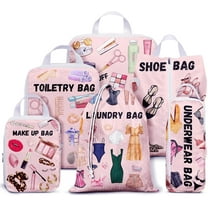 Compression Packing Cubes for Suitcases, 6 Set Travel Luggage Organizer Bags, Lightweight Waterproof Smell Proof Girls Stuff Packing Cubes as Travel Accessories for Women