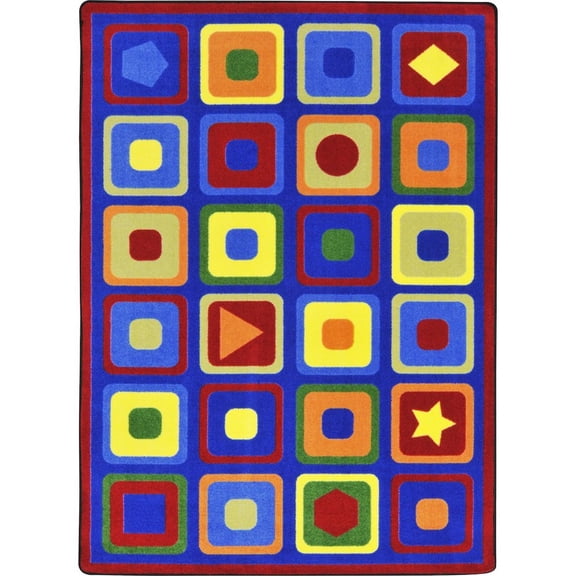 Joy Carpets Kid Essentials Seeking Shapes 5'4" x 7'8" Area Rug in Color Multi