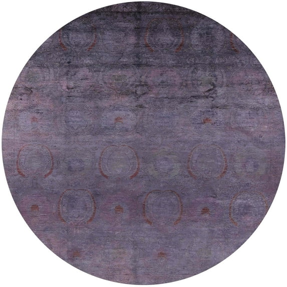 Ahgly Company Indoor Round Mid-Century Modern Plum Purple Purple Area Rugs, 8' Round