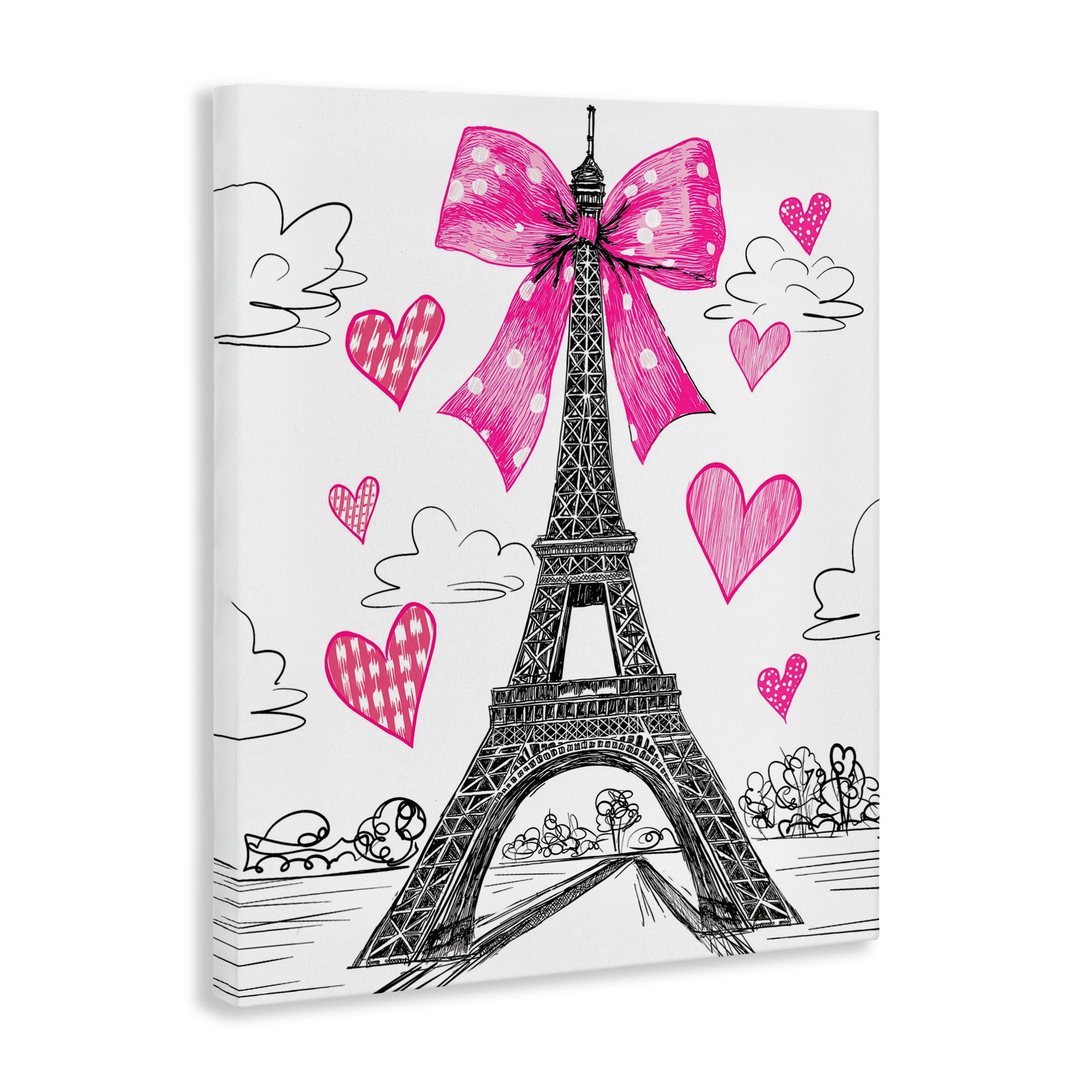Stupell Industries Heart Patterned Eiffel Tower Canvas Wall Art, design by Jess Stempel