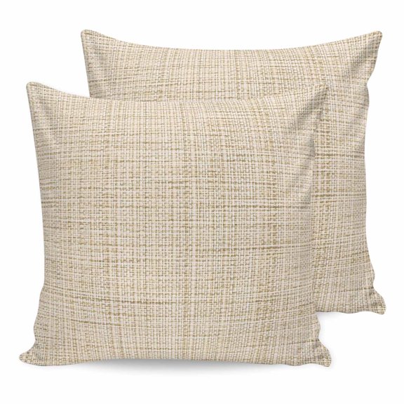 Pillow Covers 18x18 Set of 2, Beige Rustic Square Throw Pillow Covers for Couch/Sofa/Living Room, Vintage Farmhouse Beige Solid Color Decorative Soft Pillowcases for Couch Throw Pillows