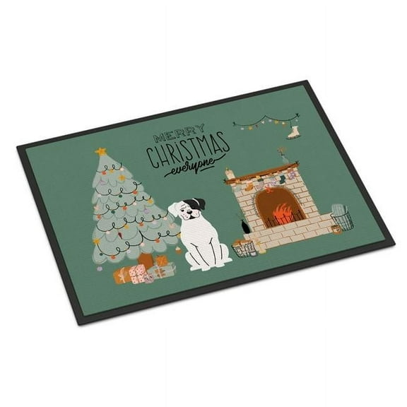 Carolines Treasures CK7677MAT 18 x 27 in. White Boxer Christmas Everyone Indoor or Outdoor Mat