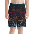 thumbnail image 3 of Wukai Cartoon Sharks Print Teen Beach Trunks with Compression Liner Swimsuit Quick Dry Beach Sports Shorts with Pocket -, 3 of 8