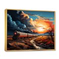 thumbnail image 2 of Designart "Train Sublime Sunset Horizon" Transportation Floater Framed Wall Decor, 2 of 7
