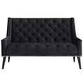 thumbnail image 3 of Loveseat Sofa Couch, Black, Velvet, Living Kitchen Cafe Bistro Hospitality Restaurant, Modern Contemporary Boutique HB33047, 3 of 4