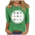 thumbnail image 1 of Hauts pour Femmes Mode Printemps/été Décontracté Col en V Manches Longues Robe Ample Décontractée Blouses pour Femmes Vert P, 1 of 4