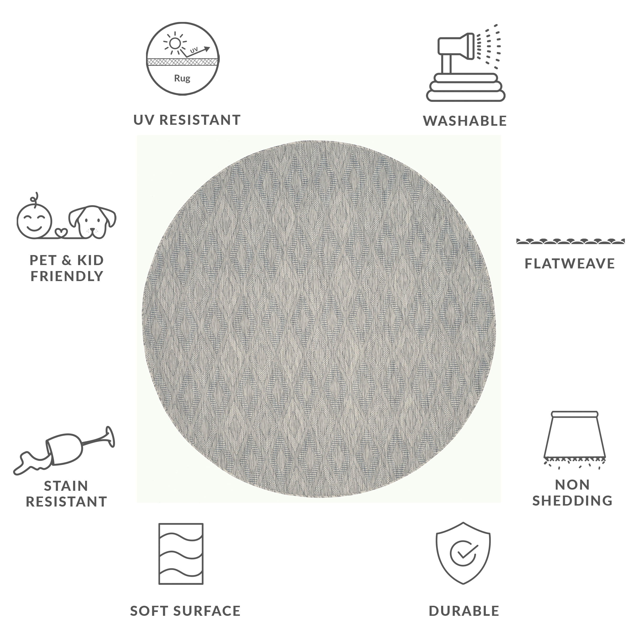 Safavieh Courtyard Teodor Geometric Indoor/Outdoor Area Rug, Gray, 4' x 4' Round