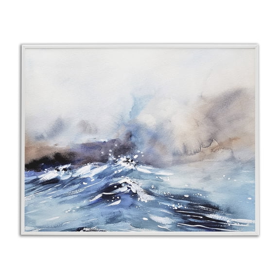 Stupell Industries Contemporary Abstract Crashing Ocean Waves White Framed Giclee Art, 30 x 24, by Lil' Rue