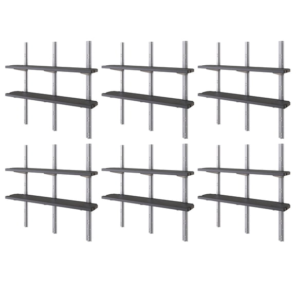 Suncast Vertical Shed 12 Shelf Kit Space Saving Wall Mount Outdoor Storage, Black