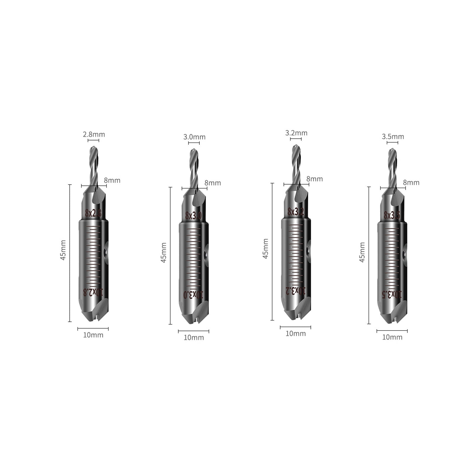 Double Purpose Countersink Drill Bit Set with Converts 45 Degree Chamfer Head and Ergonomic Grip Design