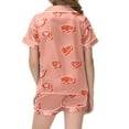 thumbnail image 3 of YUEHUA Toddler Kids Girls Pajama Set Silky PJS Button-Down Sleepwear Valentines Nightwear Loungewear Clothes Set Gifts, Size 8-9 Years, 3 of 4