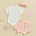 thumbnail image 4 of Okbabeha Daddys Girls Baby Clothes Romper And Flower Pants With Headband 3Pcs Newborn Baby Girl Outfit Sets, 4 of 7