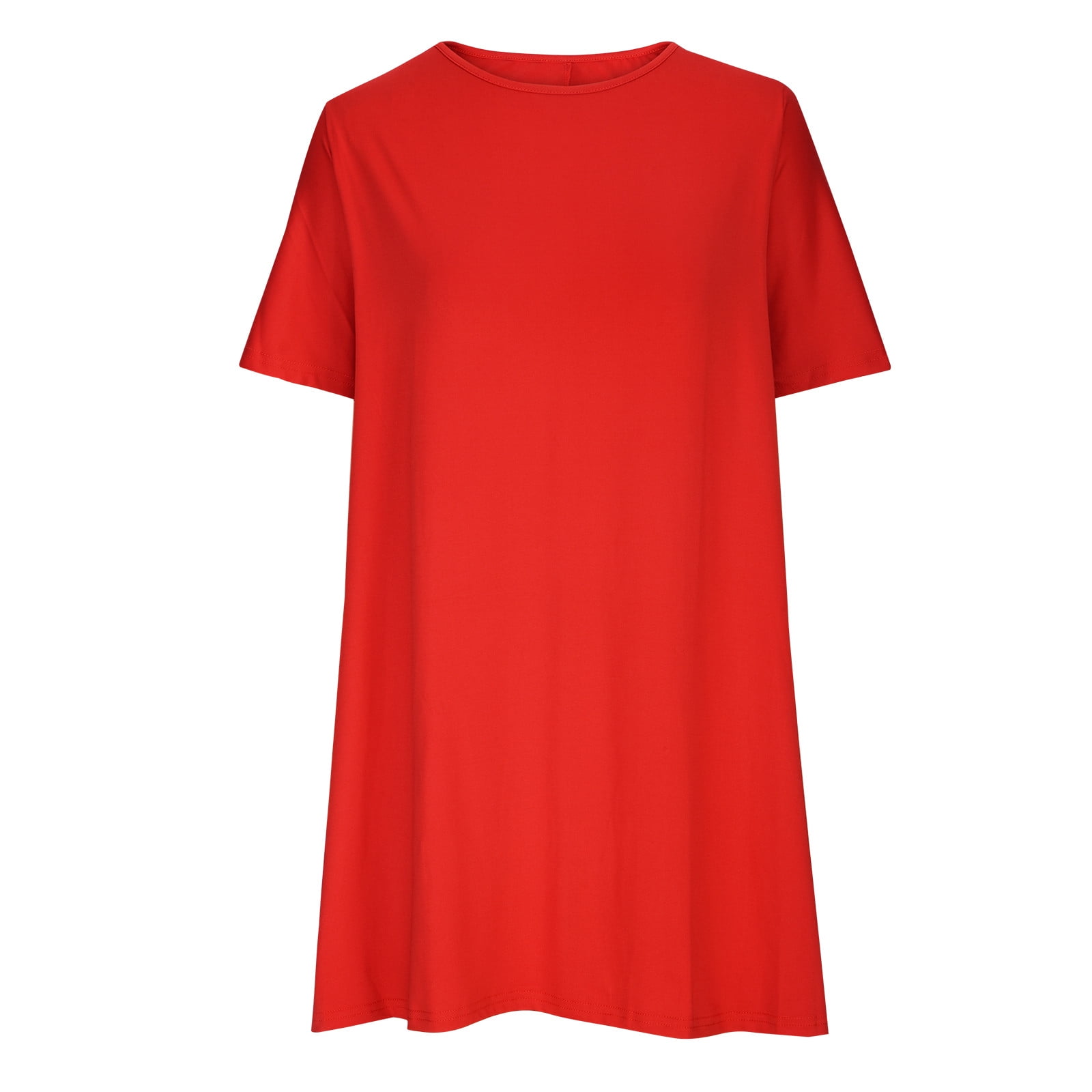 【ULLALA】Plan short sleeve women's fair red Dasayo Daytime Women Dresses Plus Short Sleeve Red Shift