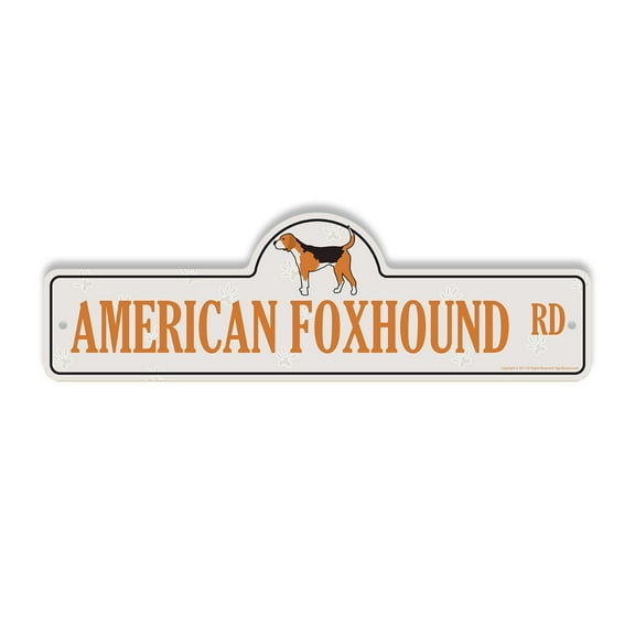 American Foxhound Plastic Street Sign - 6 Inch X 18 Inch Gift Dog Breed Hunter Pet Lover Animal Loyal Companion USA Nature