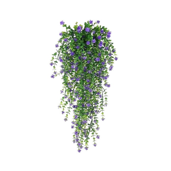 Yongcuo Artificial Hanging Ivy Vine with White Flowers, Greenery for Home Decor, Indoor Outdoor Wall Decoration, 6.5ft Purple
