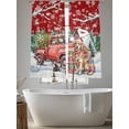 thumbnail image 5 of Christmas Dog Winter Truck Pine Tree Berry Snowing Red Sheer Curtains 63 inches Long, Light Filtering Sheer Window Curtains Rod Pocket Voile Drapes for Bedroom Living Room, 2 Panels 52"W x 63"L, 5 of 7