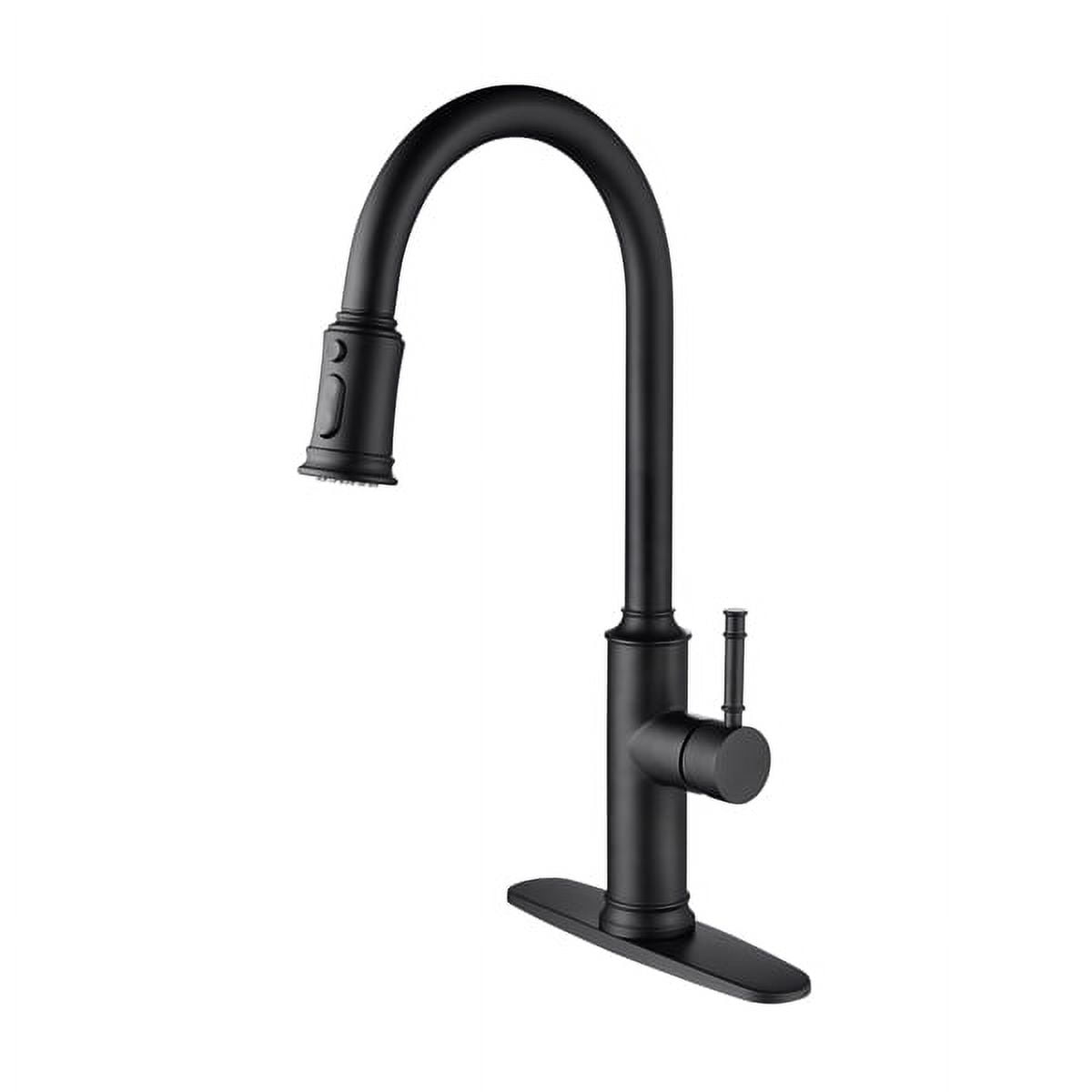 Brushed Nickel Kitchen Faucet with Pull-Down Sprayer – High Arc 360° Rotating Stainless Steel Faucet, Single Hole, Ceramic Valve & 1.8 GPM Flow