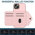 thumbnail image 6 of Allytech iPhone 13 Wallet Case with Hand Wrist, PU Leather RFID Blocking Cards Slots Shockproof Stand Feature Bumper Magnetic Closure Slim Shell Phone Case for Apple iPhone 13, Pink, 6 of 7