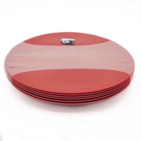 Coza Design- Durable Plastic Plate Set- BPA Free- Set of 6 (Bold Red)