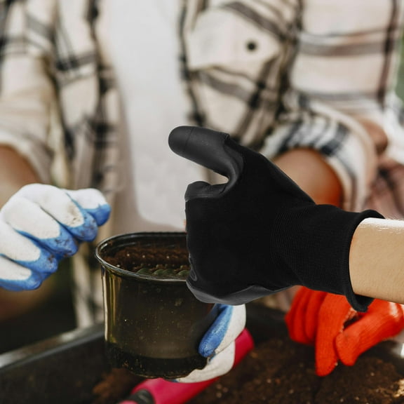 BESTYASH Black Tpe Garden Care Gloves, Reinforced Grip, Comfortable, Antislip, 2Pcs