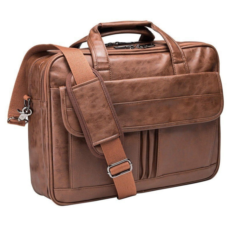 QUARRYUS  Men's leather mailman bag 17.3-inch laptop briefcase business shoulder bag computer tote bag