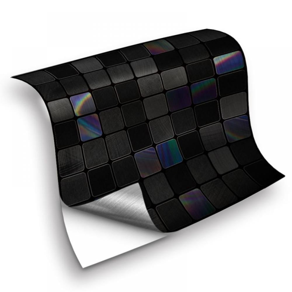 25-Sheet Self Adhesive Backsplash, Marble Design 3D Wall Panels, Kitchen Backsplash Bathroom Wall Tile (Black,15*15cm)