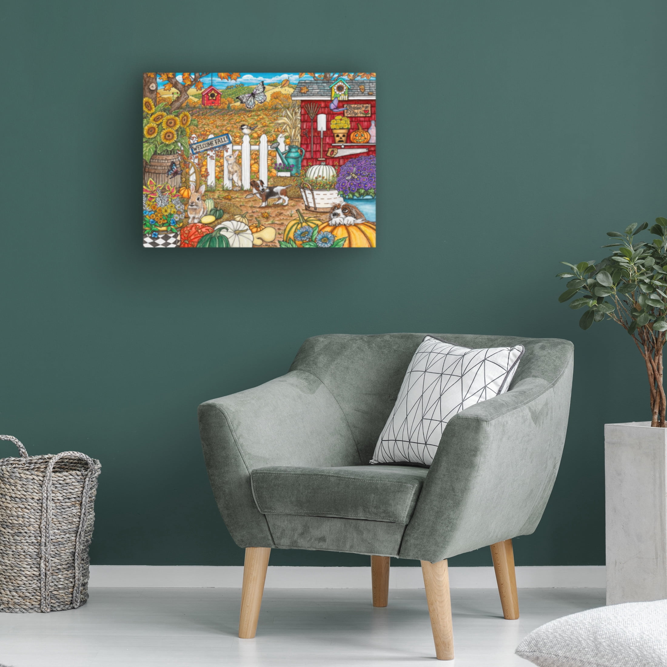 Canvas Wall Art - Kathy Kehoe Bambeck 'Welcome Fall' Wall Art for Living Room, Bedroom, or Office Décor by Trademark Fine Art - 24 x 18 Inches