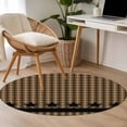 thumbnail image 5 of 3ft Round Rug, Brown Black Plaid Non-Skid Rubber Backing Large Area Rugs - Living Room Bedroom Home Office, Vintage Rustic Star Buffalo Check Indoor Floor Mat Carpets Washable Rug, 5 of 9