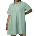 thumbnail image 1 of Erwazi Robe Chemise Décontractée d'Été pour Femmes Manches Courtes Col en V Boutonnée Mini Robe T-Shirt, 1 of 9