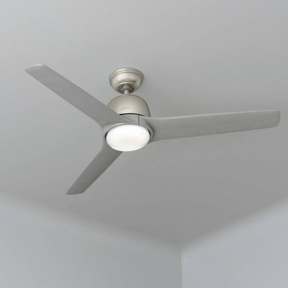 Restored Hunter Fan 54 inch Contemporary Matte Nickel Finish indoor Ceiling Fan With light kit and Remote Control (Refurbished)