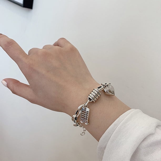MesaSe Ladies Silver Bracelet Women Vintage Abacus Love Heart