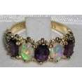 thumbnail image 2 of LBG British Made 10k Yellow Gold Natural Amethyst & Opal Womens Eternity Ring - 33 size options - Size 11.5, 2 of 6